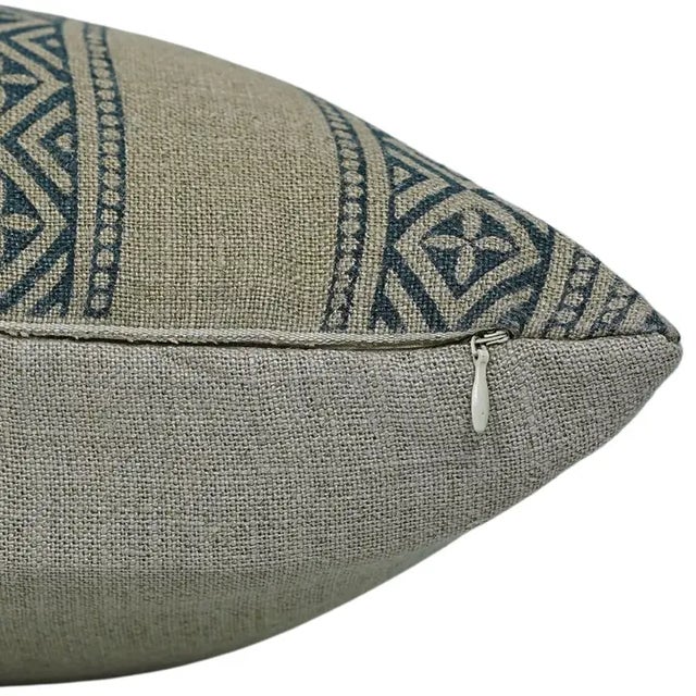 Art Deco Fabdivine Artisan Block Print Throw Pillow Cover 20x20 Inch Thick Linen-Kaju Katali For Sale - Image 3 of 5