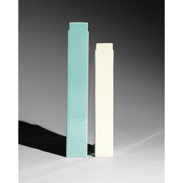 Yellow Vintage Geometric Ceramic Vases by Karl Till for Staatliche Majolika Karlsruhe, 1996, Set of 2 For Sale - Image 8 of 17