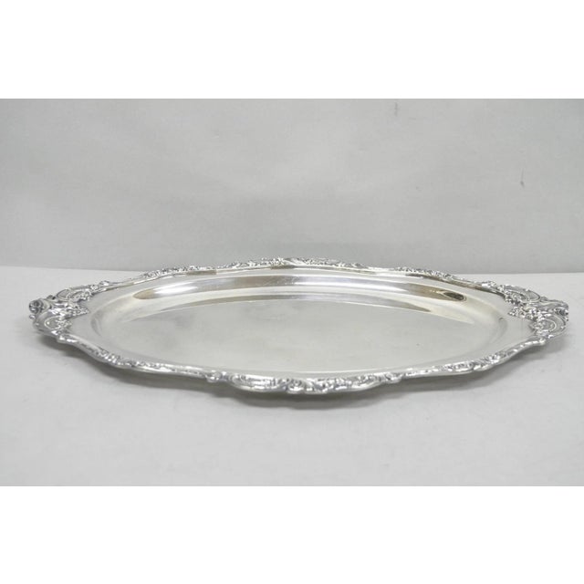 Vintage Baroque by Wallace 258 Victorian Silver Plated Oval Serving Platter Tray For Sale - Image 11 of 12