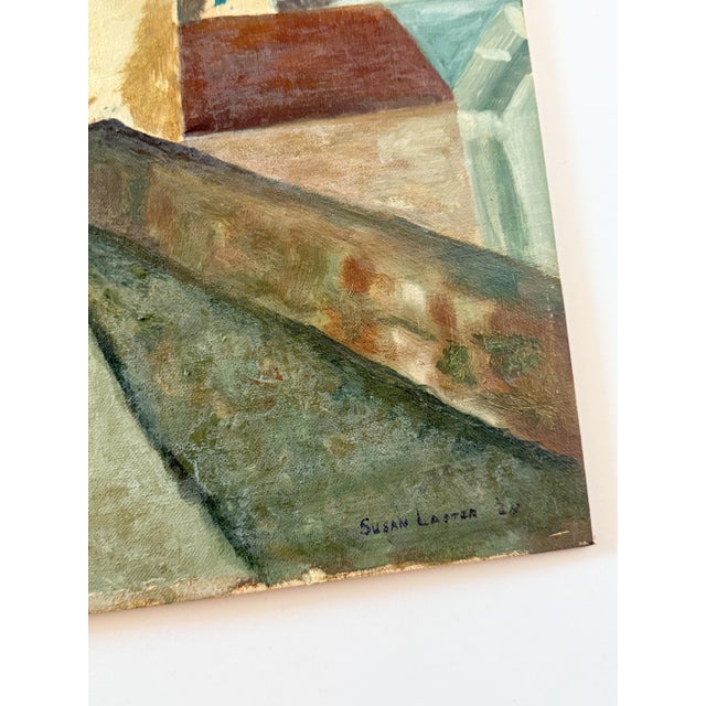 Mid 20th Century Vintage European Village Original Painting on Board For Sale - Image 4 of 6