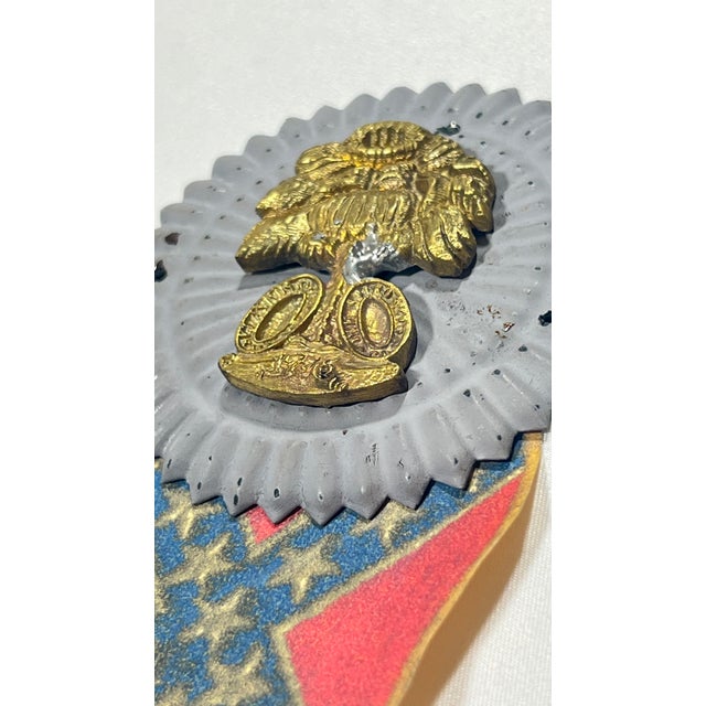 Late 19th Century United Confederate Veteran’s, Hat Cockade Circa 1890, South Carolina Palmetto Insignia, Confederate States of America For Sale - Image 5 of 10