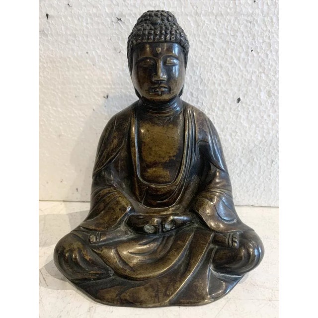 Solid Bronze Buddha with Brown Patina, 20th Century For Sale - Image 10 of 10