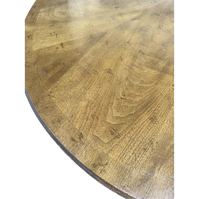 Neoclassical Drexel ‘Livorno’ Italian Neoclassical Pecan Wood Dining Table - 102” Fully Extended and 6 Chairs - Made in 1968 For Sale - Image 3 of 12