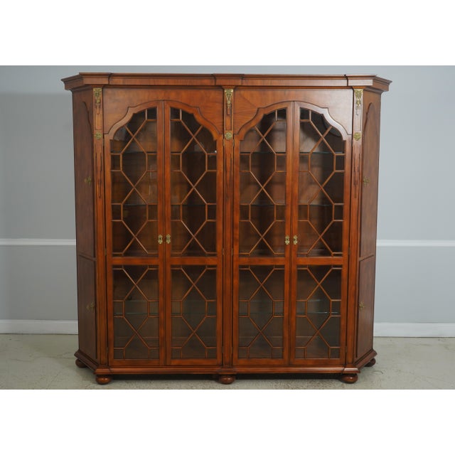 Traditional Vintage Large Georgian Style Walnut Bookcase Display Cabinet For Sale - Image 3 of 18