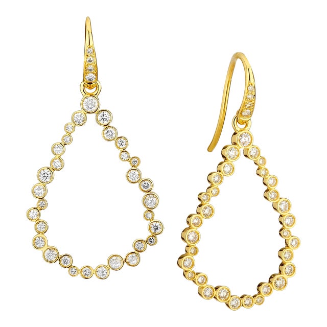 Syna Yellow Gold Diamond Bubbles Earrings, a Pair For Sale