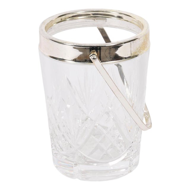 Mid-Century Silver-Plated and Crystal Ice Pail Bucket For Sale