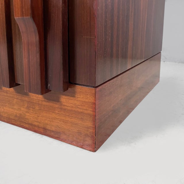 Italian Modern Bedside Tables in Dark Wood, 1970s, Set of 2 For Sale - Image 9 of 16