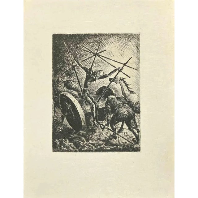 Don Quixote on Chariot is an etching and drypoint print on ivory-colored Japanese paper, realized by Wladyslaw Jahl in...