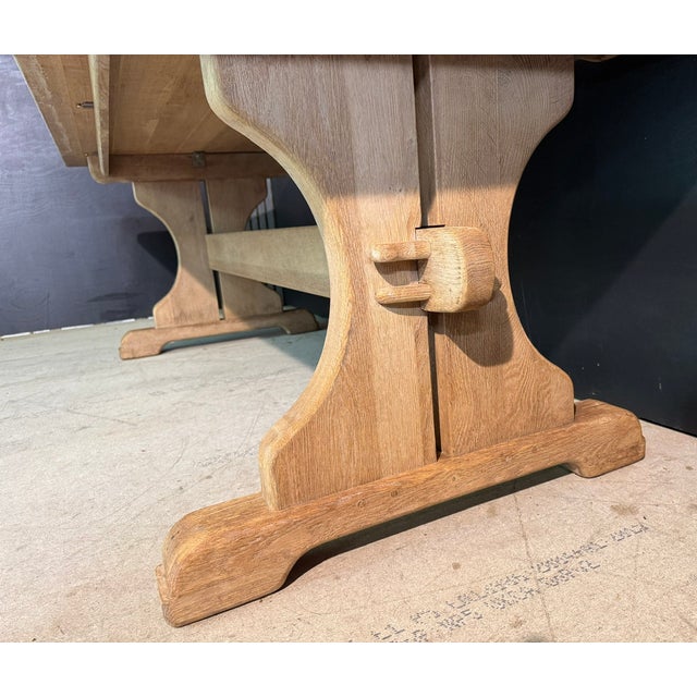 Bleached Oak Farmhouse Dining Table, 1920s For Sale - Image 15 of 16