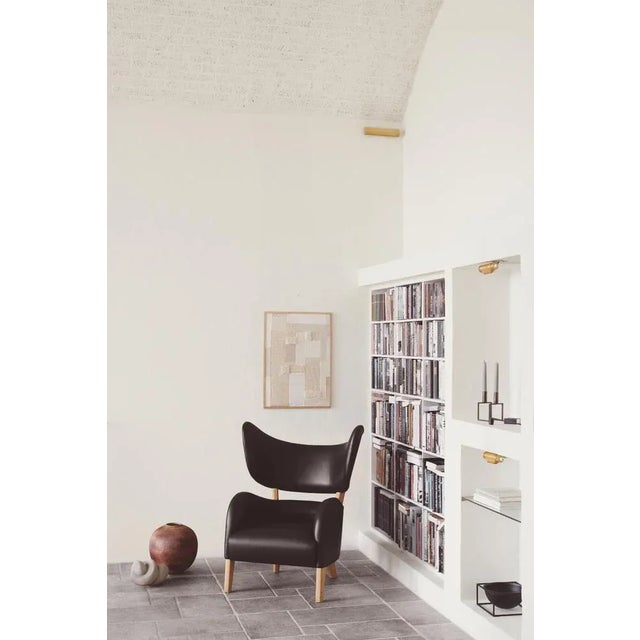 Mogens Lassen Brown Leather Natural Oak My Own Chair Lounge Chair by Lassen For Sale - Image 4 of 10