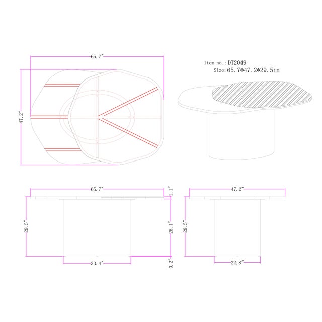 2020s Modern 66" Dining Table, Irregular Shape in Brass and Black For Sale - Image 5 of 6