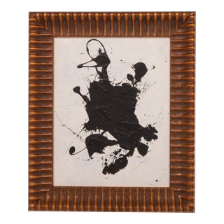 Contemporary Black and White Abstract Mixed-Media Painting by Stephen Hansrote, Framed For Sale