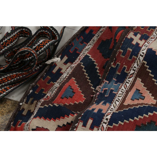 Brown Antique Russian Tribal Bag Kilim With Geometric Patterns - Rug & Kilim For Sale - Image 8 of 8