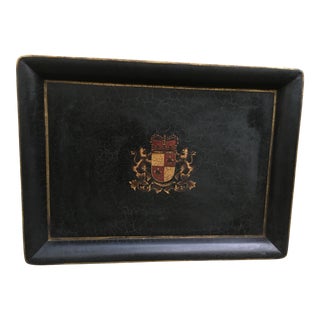 2000s Large Rectangular Tole Tray Crest Design For Sale