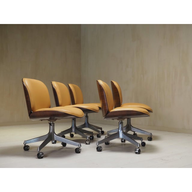 Office Chairs attributed to MIM Roma, 1958, Set of 5 For Sale - Image 9 of 9