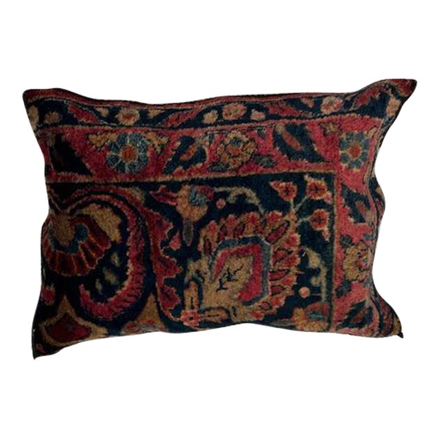 Pillow W/ Antique Persian Rug Fragment, 1'5" X 2' For Sale