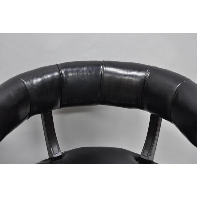 Vintage Mid Century Modern Low Black Barrel Back Lounge Club Chairs - A Pair For Sale In Philadelphia - Image 6 of 18