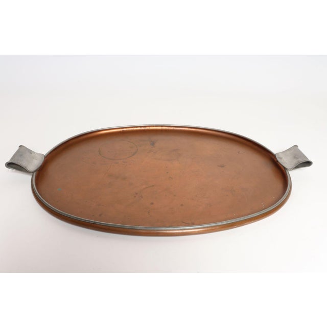 Arts & Crafts Large Mexican Arts and Crafts Copper and Silver-Plate Serving Tray by Tane For Sale - Image 3 of 18