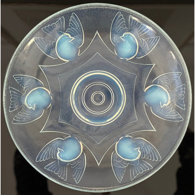 Art Deco Glass Bowl with Birds in Relief from Ezan, France, 1920s For Sale - Image 6 of 6