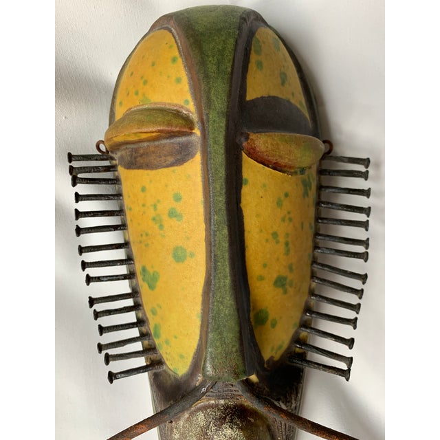 1950s Alvino Bagni Italian Pottery Tribal Mask Sculpture For Sale - Image 5 of 13