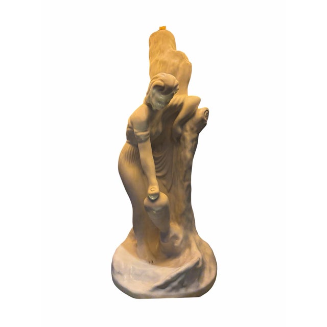Art Nouveau 1960s Van Briggle Pottery Lamp “Rebecca at the Well” With Original Butterfly Shade For Sale - Image 3 of 10