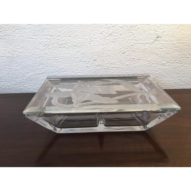 Mid-Century Modern Etched Glass Lidded Box For Sale - Image 3 of 8