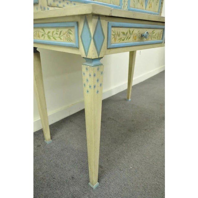 Wood Vintage Chinoiserie Butterfly & Bird Custom Painted Tall Secretary Desk & Chair - Set of 2 For Sale - Image 7 of 10