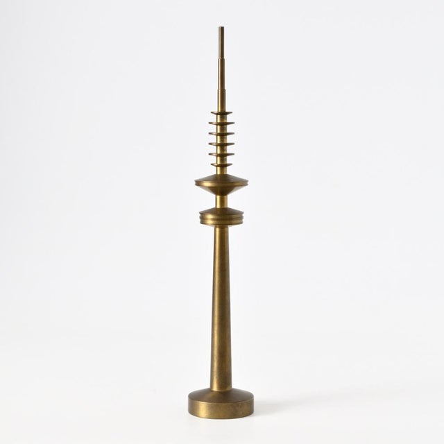 Metal Vintage German Brass Hamburg TV Tower Model, 1970s For Sale - Image 7 of 7