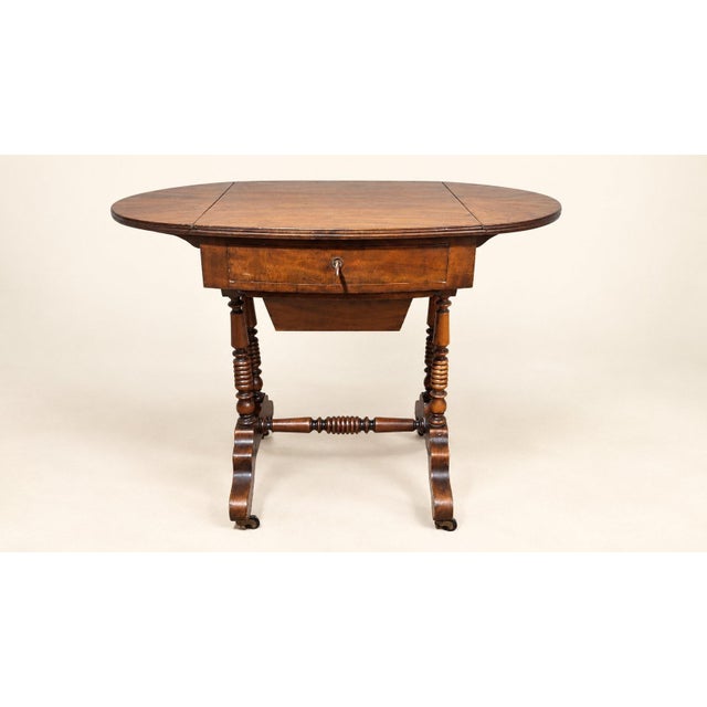 19th Century English Victorian Drop-Leaf Sewing Table For Sale - Image 11 of 11