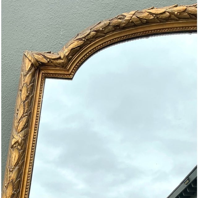 French Vintage Monumental French Gilt Plaster Floor Mirror For Sale - Image 3 of 12