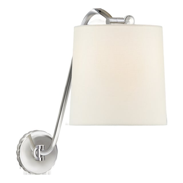 Barbara Barry For Visual Comfort Signature Understudy Sconce In Polished Nickel With Linen Shade For Sale