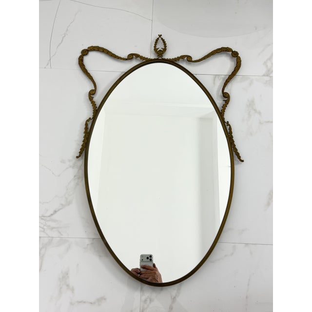 Mid-Century Italian Brass Mirror, 1960s For Sale - Image 4 of 17
