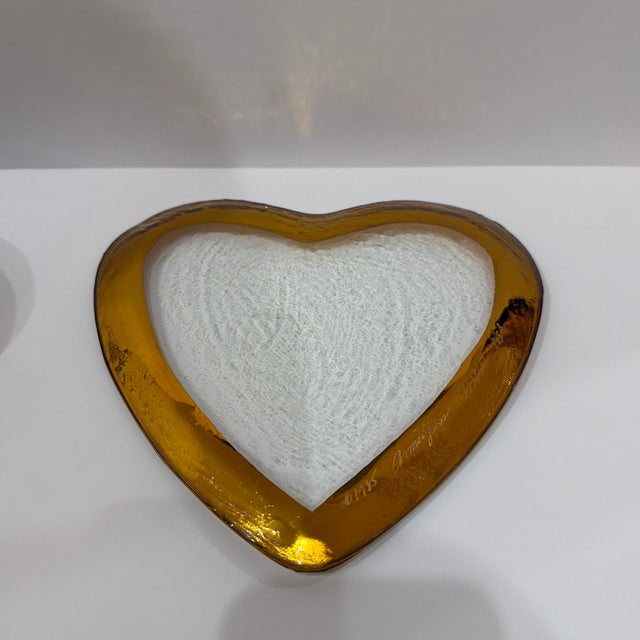 Glass 1990s Annieglass Heart Gilt Glass Plates - Set of 12 For Sale - Image 7 of 10