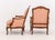 Late 20th Century Pair of Louis XV Style Red and White Fabric Upholstered Walnut Bergeres For Sale - Image 5 of 13