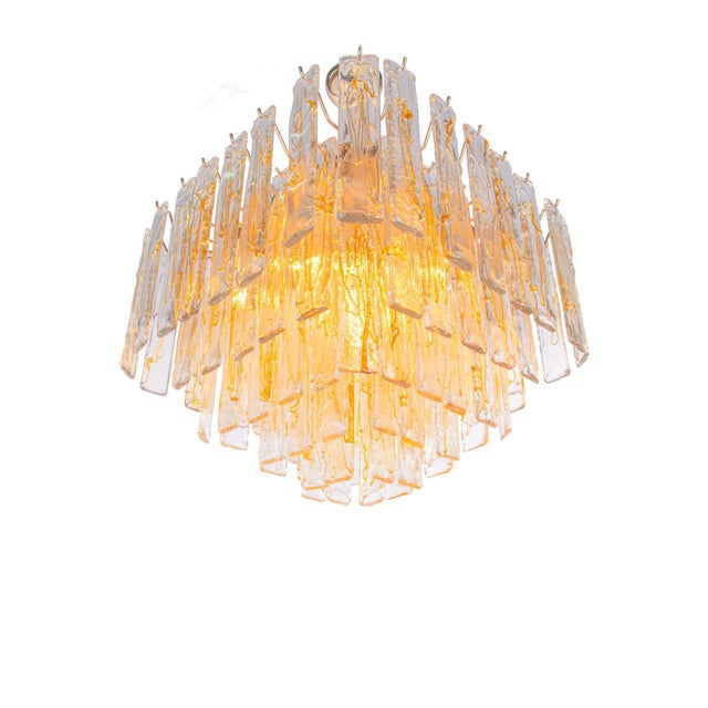 AVMazzega Large Amber Murano Glass 13 Light Chandelier Pendant Lamp, 1970s For Sale - Image 4 of 13