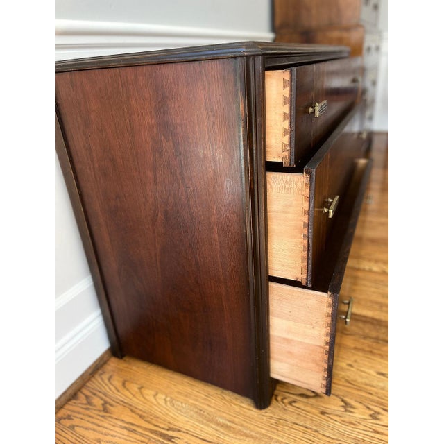 1930s Art Deco Walnut Waterfall Chest of Drawers For Sale - Image 4 of 10