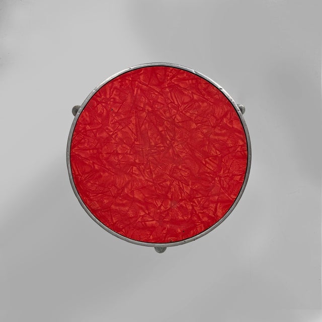 1960s Mid-Century Modern Italian Round Stool in Metal and Red Laminate, 1960s For Sale - Image 5 of 13