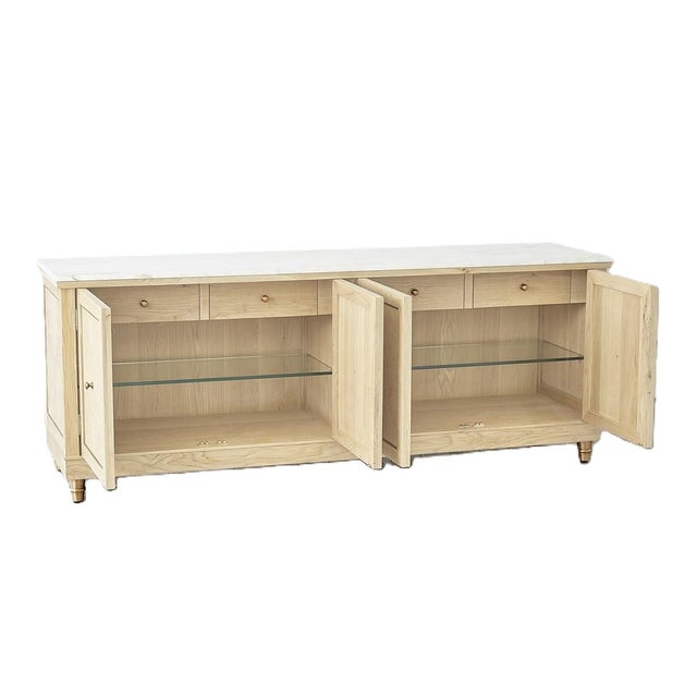 French Global Views Directoire Console Oak With Marble Rop For Sale - Image 3 of 10