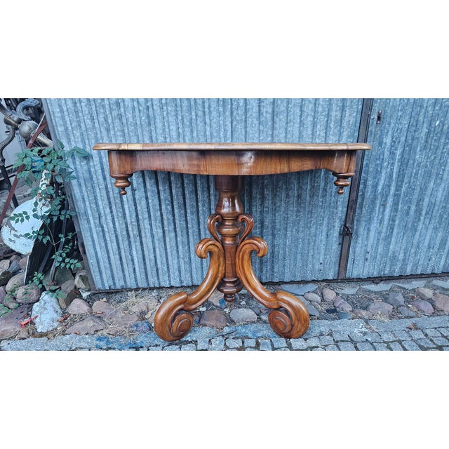 Brown Art Nouveau Wooden Console Table For Sale - Image 8 of 9