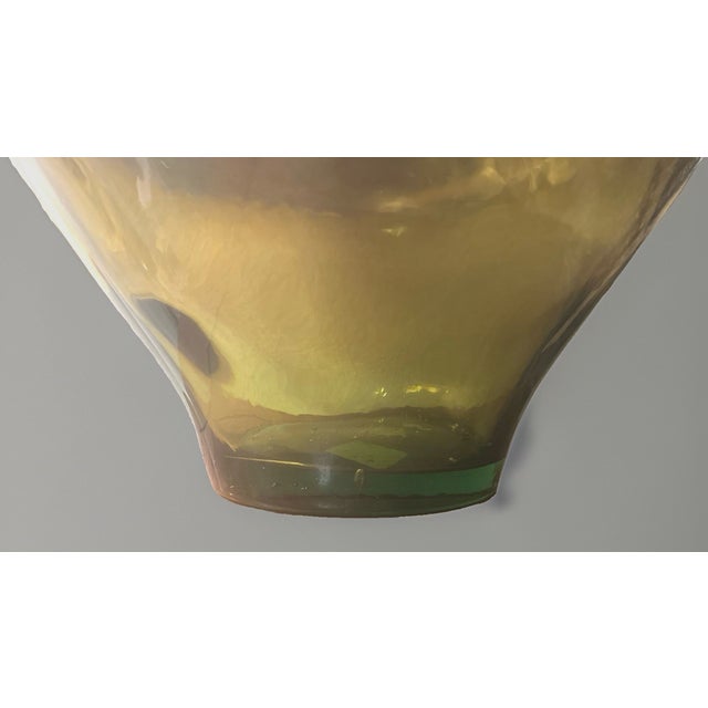 Glass Oversized Spanish Olive Green Art Glass Demijohn Vase With Iridescent Gold Luster For Sale - Image 7 of 10