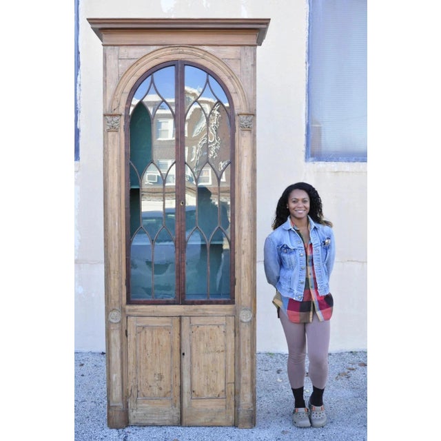 Antique Italian Renaissance 109" Tall Carved Wood Gothic Cupboard Hutch Cabinet. Item features a tall stately form, 2...