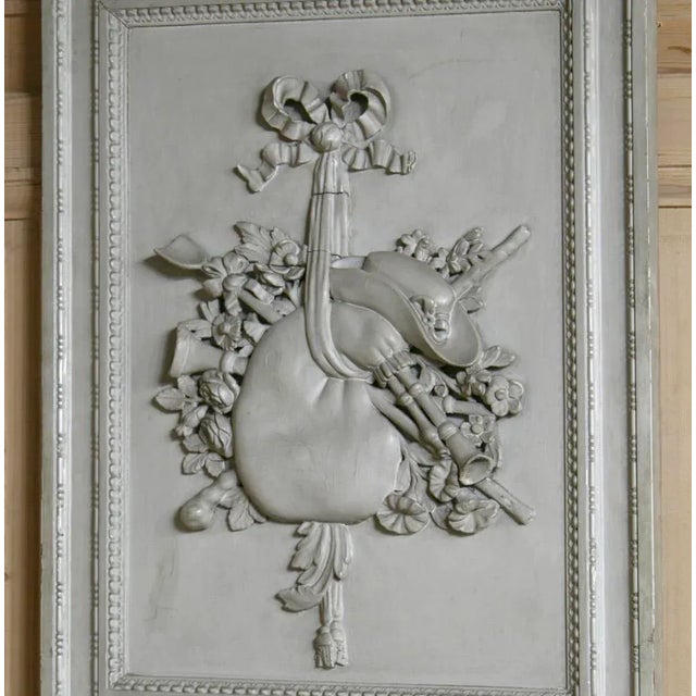 Wood 19th Century Louis XVI French Painted Trumeau For Sale - Image 7 of 9