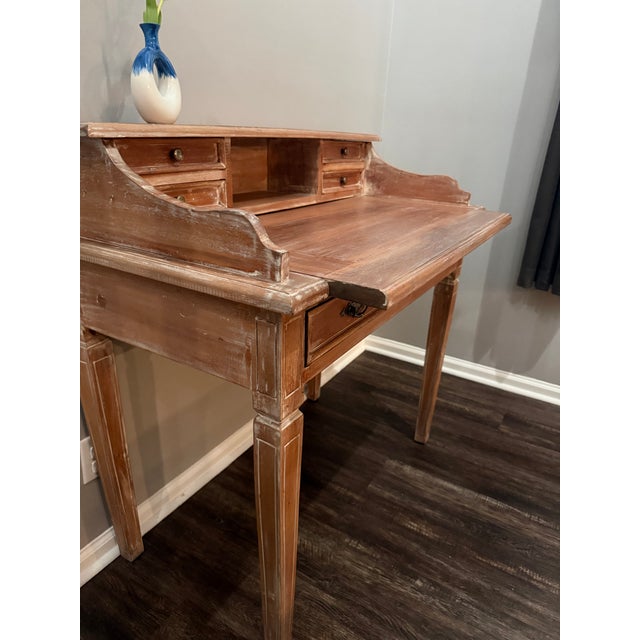 Auburn 1990s Distressed Mahogany Wood Ladies Writing Desk - Excellent Condition For Sale - Image 8 of 12