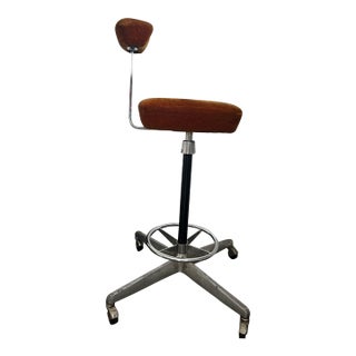 1950s Herman Miller Perch George Nelson Velvet Chair Mid-Century Chair Office Drafting Stool For Sale