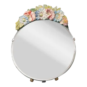 Antique English Barbola Dressing Mirror