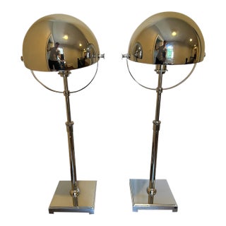Restoration Hardware Hemisphere Chrome Table Lamps - Set of 2 For Sale