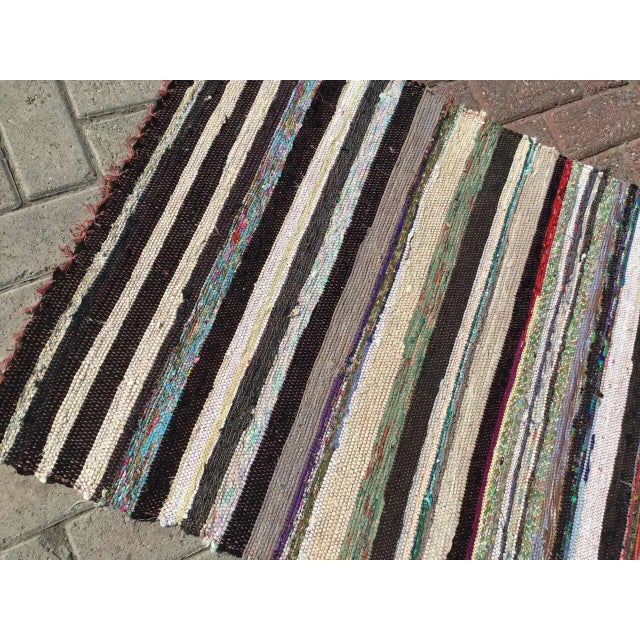 Art Deco Turkish Striped Hemp Kilim Runner - 29" X 112" For Sale - Image 3 of 9