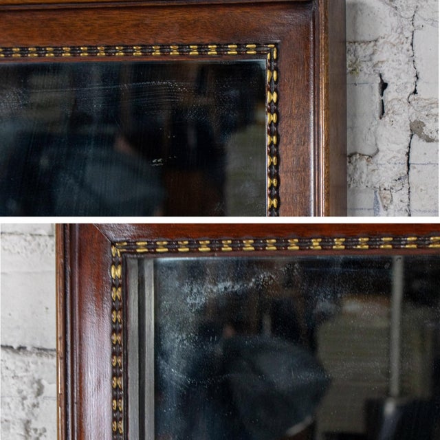 20th Century Traditional or Regency Style Rectangular Wall Mirror Walnut Tone & Gilded Details For Sale - Image 12 of 17