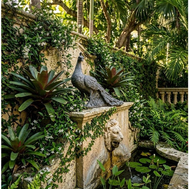 Vintage Cast Iron Peacock Statue For Sale In West Palm - Image 6 of 10