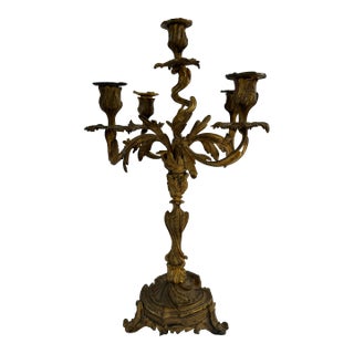 French Louis XV Style 5-Light Rococo Bronze Candelabra For Sale